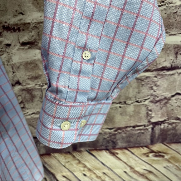 Pronto Uomo Blue Plaid Non Iron Button Long Sleeve Dress Shirt - Picture 6 of 9